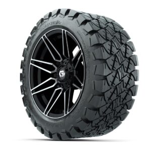 GTW® Stealth Gloss Black/Machined 14 in Wheels with 22x10-14 Timberwolf All-Terrain Tires – Full Set - Image 3