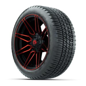 GTW® Stealth Gloss Black/Red 14 in Wheels with 205/30-14 Fusion Street Tires – Full Set - Image 2