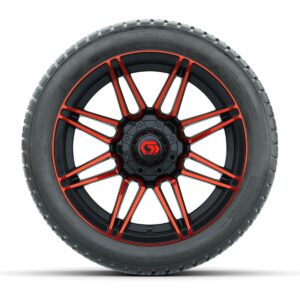 GTW® Stealth Gloss Black/Red 14 in Wheels with 205/30-14 Fusion Street Tires – Full Set - Image 3