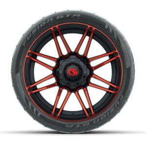 GTW® Stealth Gloss Black/Red 14 in Wheels with 205/40-R14 Fusion GTR Steel Belted Street Tires – Full Set - Image 2