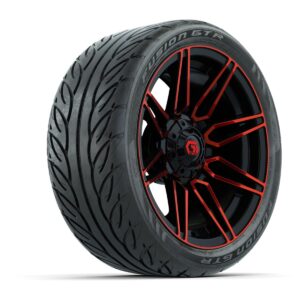 GTW® Stealth Gloss Black/Red 14 in Wheels with 205/40-R14 Fusion GTR Steel Belted Street Tires – Full Set - Image 3