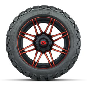GTW® Stealth Gloss Black/Red 14 in Wheels with 22x10-14 Timberwolf All-Terrain Tires – Full Set - Image 3