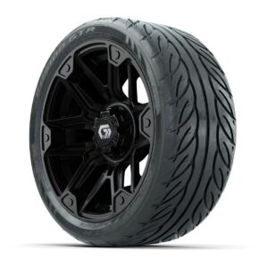 GTW® Graffiti Gloss Black 14 in Wheels with 205/40-R14 Fusion GTR Steel Belted Street Tires – Full Set - Image 2