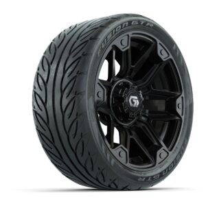 GTW® Graffiti Gloss Black 14 in Wheels with 205/40-R14 Fusion GTR Steel Belted Street Tires – Full Set - Image 3