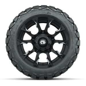 GTW® Diablo Gloss Black/Machined 14 in Wheels with 22x10-14 Timberwolf All-Terrain Tires – Full Set - Image 2