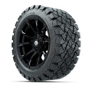GTW® Diablo Gloss Black/Machined 14 in Wheels with 22x10-14 Timberwolf All-Terrain Tires – Full Set - Image 3