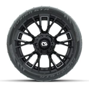 GTW® Vandal Matte Black/Machined 14 in Wheels with 205/40-R14 Fusion GTR Steel Belted Street Tires – Full Set - Image 3