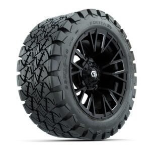 GTW® Vandal Matte Black/Machined 14 in Wheels with 22x10-14 Timberwolf All-Terrain Tires – Full Set - Image 2
