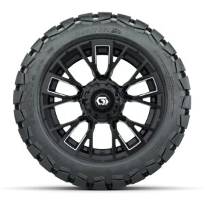 GTW® Vandal Matte Black/Machined 14 in Wheels with 22x10-14 Timberwolf All-Terrain Tires – Full Set - Image 3