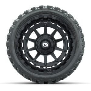 GTW® Barricade Gloss Black 15 in Wheels with 215/40-R15 Fusion GTR Steel Belted Street Tires – Full Set - Image 3