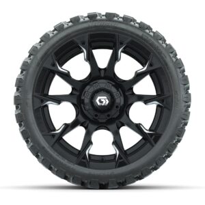 GTW® Diablo Gloss Black/Machined 15 in Wheels with 215/40-R15 Fusion GTR Steel Belted Street Tires – Full Set - Image 2