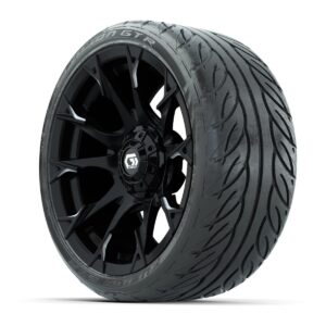 GTW® Diablo Gloss Black/Machined 15 in Wheels with 215/40-R15 Fusion GTR Steel Belted Street Tires – Full Set - Image 3
