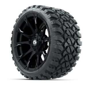 GTW® Diablo Gloss Black/Machined 15 in Wheels with 23x10-R15 Nomad Steel Belted Radial All-Terrain Tires – Full Set - Image 2