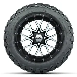 Set of (4) 14 in GTW Vortex Wheels with 22x10-14 GTW Timberwolf All-Terrain Tires - Image 3