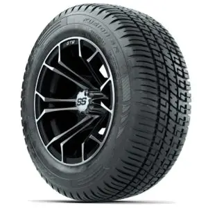 GTW Spyder Machined/Black 12 in Wheels with 215/50-R12 Fusion S/R Street Tires – Full Set - Image 2