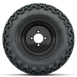 Set of (4) 10 in Black Steel Offset Wheels with 20x10-10 Predator All Terrain Tires - Image 3