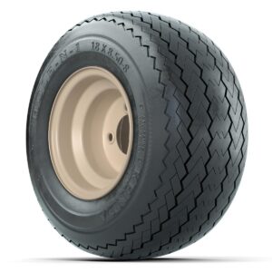 Set of (4) 8 in Beige Steel Wheels with 18 in Kenda Hole-N-1 Tires - Image 3