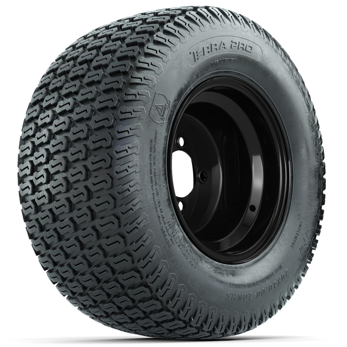 Set of (4) 10 in Black Steel Offset Wheels with 20x10-10 S-Tread Terra ...