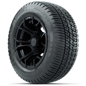 GTW Spyder Matte Black 12 in Wheels with 215/50-R12 Fusion S/R Street Tires – Full Set - Image 2