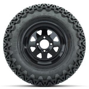 Set of (4) 12 in Black Steel Wheels with 23x10.5-12 GTW Predator All-Terrain Tires - Image 2