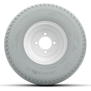 Set of (4) 8 in White Steel Wheels with 18.5 in Gray Non-Marking Tires (6-Ply) - Image 2