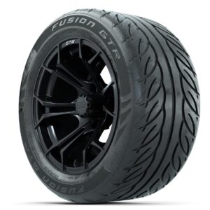 GTW Spyder Matte Black 14 in Wheels with 255/45-R14 Fusion GTR Street Tires – Full Set - Image 2