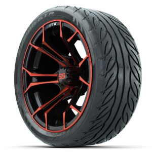 GTW Spyder Red/Black 14 in Wheels with 205/40-R14 Fusion GTR Street Tires – Full Set - Image 2