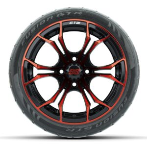 GTW Spyder Red/Black 14 in Wheels with 205/40-R14 Fusion GTR Street Tires – Full Set - Image 3