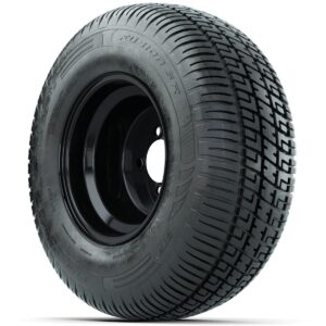 Set of (4) 10 in Black Steel Offset Wheels with 205/65-10 Fusion Street Tires - Image 2