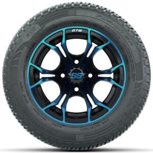 GTW Spyder Blue/Black 12 in Wheels with 215/50-R12 Fusion S/R Street Tires – Full Set - Image 2