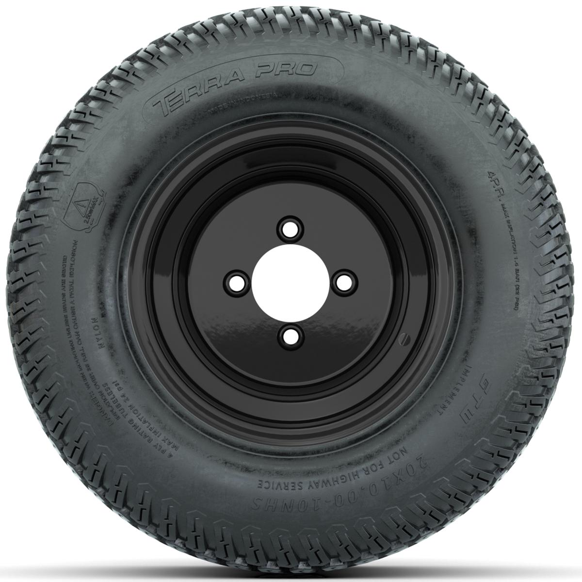 Set of (4) 10 in Matte Black Steel Offset Wheels with 20x10-10 S-Tread ...