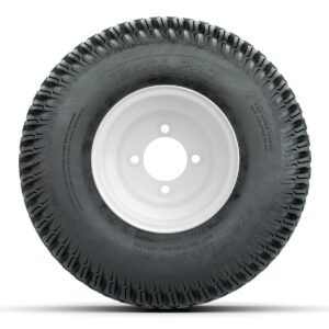 Set of (4) 8 in White Steel Wheels with 18 in GTW S-Tread Traction Tires - Image 3
