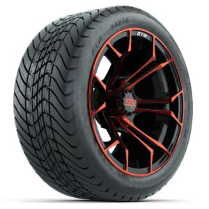 GTW Spyder Red/Black 14 in Wheels with 225/30-14 Mamba Street Tires – Full Set - Image 2
