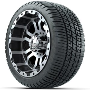 Set of (4) 10 in Matte Black Steel Offset Wheels with 205/50-10 Fusion Street Tires - Image 2