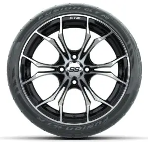 GTW Spyder Machined/Black 15 in Wheels with 215/40-R15 Fusion GTR Street Tires – Full Set - Image 2