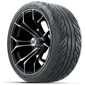 GTW Spyder Machined/Black 15 in Wheels with 215/40-R15 Fusion GTR Street Tires – Full Set - Image 3