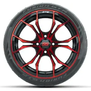 GTW Spyder Red/Black 15 in Wheels with 215/40-R15 Fusion GTR Street Tires – Full Set - Image 2