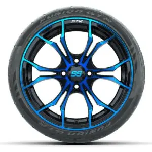 GTW Spyder Blue/Black 15 in Wheels with 215/40-R15 Fusion GTR Street Tires – Full Set - Image 2
