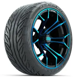 GTW Spyder Blue/Black 15 in Wheels with 215/40-R15 Fusion GTR Street Tires – Full Set - Image 3