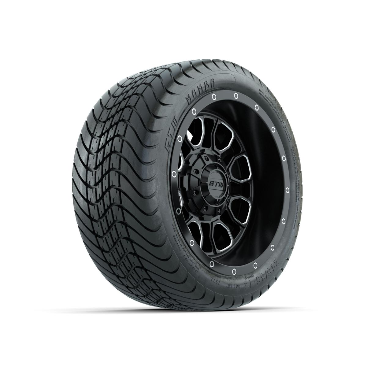 Set of (4) 12 in GTW® Volt Machined & Black Wheels with 215/35-12 Mamba ...