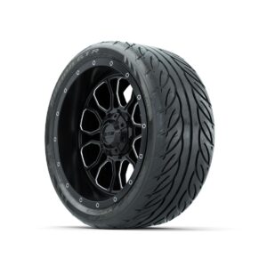 Set of (4) 14 in GTW® Volt Machined & Black Wheels with 205/40-R14 Fusion GTR Street Tires - Image 2