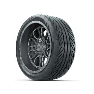 GTW Volt Gunmetal/Machined 14 in Wheels with 205/40-R14 Fusion GTR Street Tires - Full Set - Image 2
