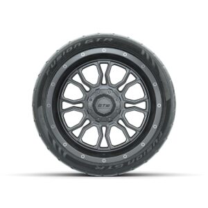 GTW Volt Gunmetal/Machined 14 in Wheels with 205/40-R14 Fusion GTR Street Tires - Full Set - Image 3