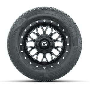 Set of (4) 12 in GTW® Helix Machined & Black Wheels with 215/50-R12 Fusion S/R Street Tires - Image 3