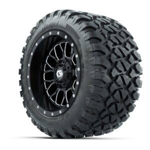Set of (4) 12 in GTW® Helix Machined & Black Wheels with 22x11-R12 Nomad All-Terrain Tires - Image 2