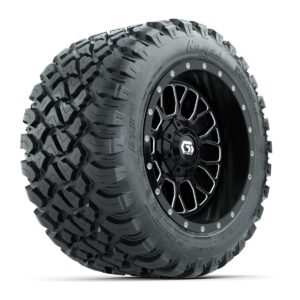 Set of (4) 12 in GTW® Helix Machined & Black Wheels with 22x11-R12 Nomad All-Terrain Tires - Image 3