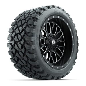 Set of (4) 14 in GTW® Helix Machined & Black Wheels with 23x10-R14 Nomad All-Terrain Tires - Image 3