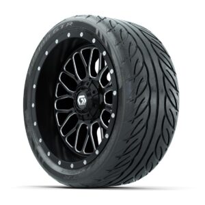 Set of (4) 14 in GTW® Helix Machined & Black Wheels with 205/40-R14 Fusion GTR Street Tires - Image 2