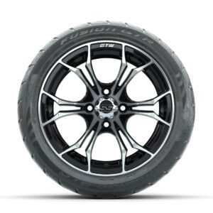 GTW Spyder Machined/Black 14 in Wheels with 225/40-R14 Fusion GTR Street Tires Full Set - Image 2