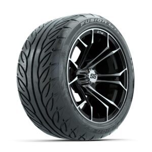 GTW Spyder Machined/Black 14 in Wheels with 225/40-R14 Fusion GTR Street Tires Full Set - Image 3